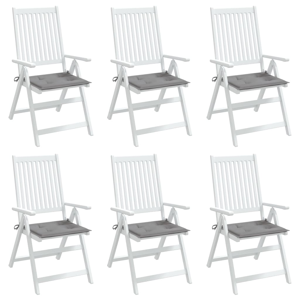 Coussins de chaise jardin lot de 6 gris 40x40x3 cm tissu oxford