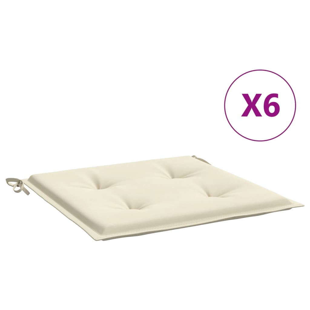 Coussins de chaise jardin lot de 6 crème 40x40x3cm tissu oxford