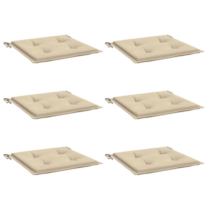 Coussins de chaise jardin lot de 6 beige 40x40x3cm tissu oxford