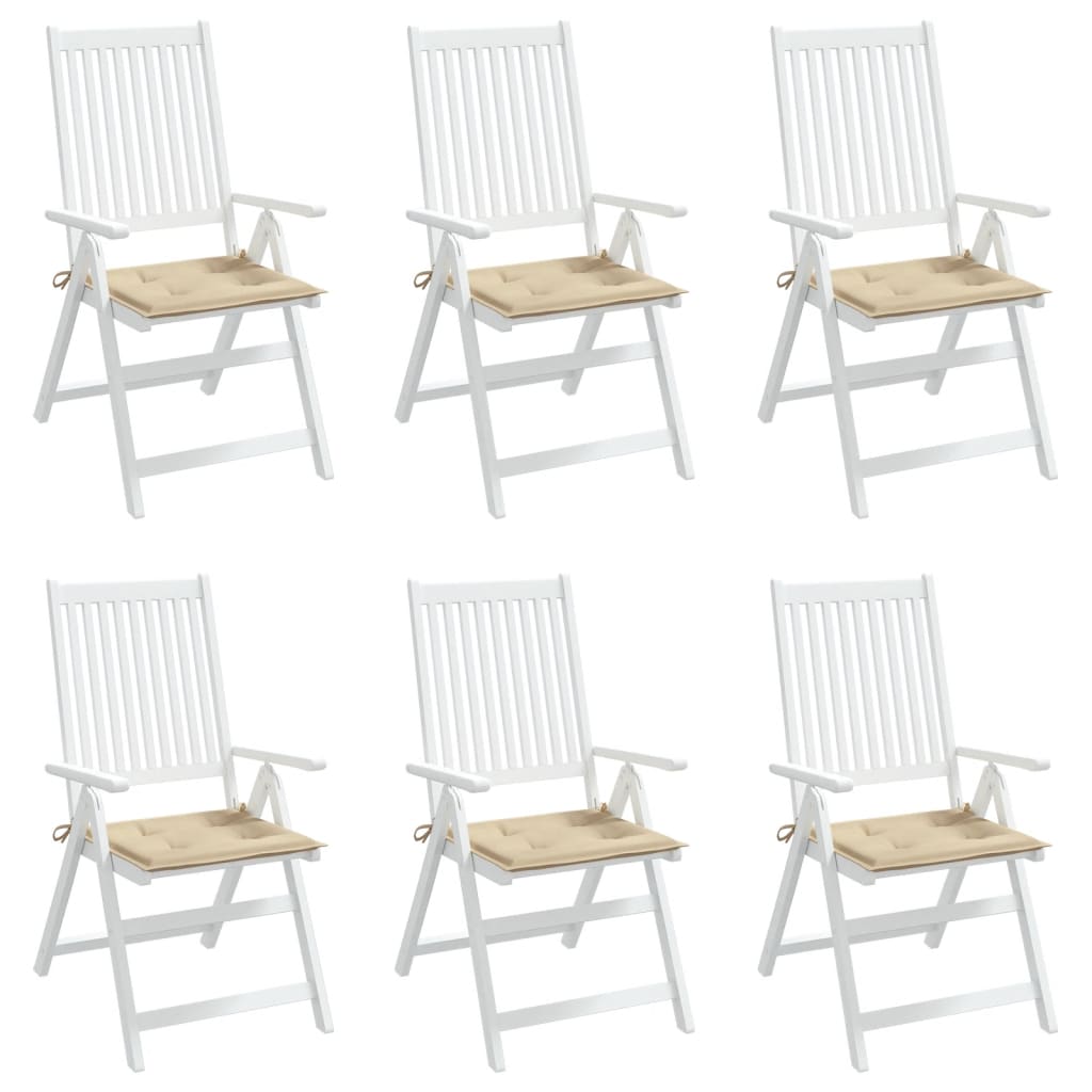 Coussins de chaise jardin lot de 6 beige 40x40x3cm tissu oxford