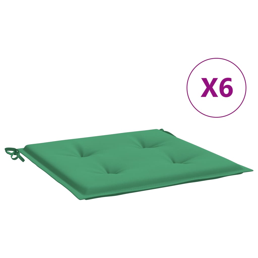 Coussins de chaise jardin lot de 6 vert 40x40x3 cm tissu oxford