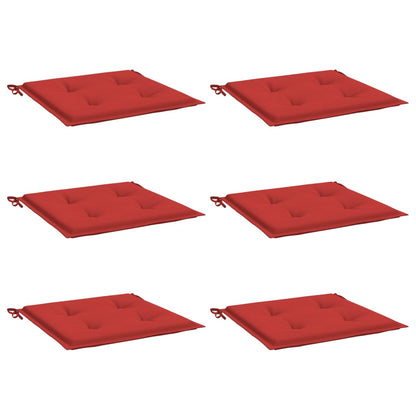 Coussins de chaise jardin lot de 6 rouge 40x40x3cm tissu oxford