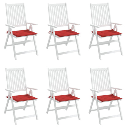 Coussins de chaise jardin lot de 6 rouge 40x40x3cm tissu oxford