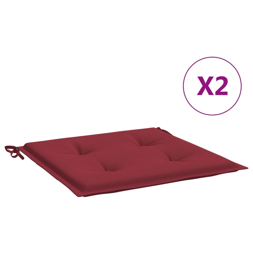 Coussins de chaise de jardin lot de 2 rouge bordeaux 40x40x3 cm