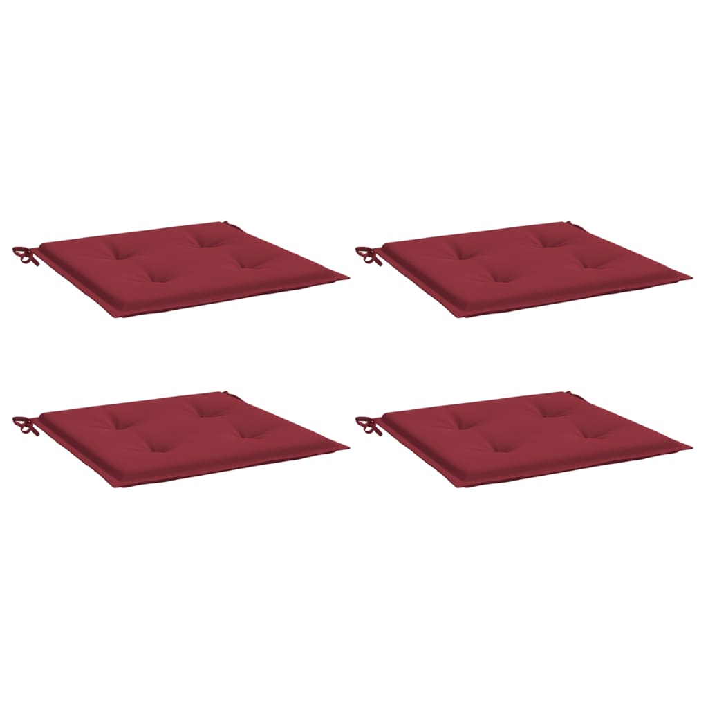 Coussins de chaise de jardin lot de 4 rouge bordeaux 40x40x3 cm