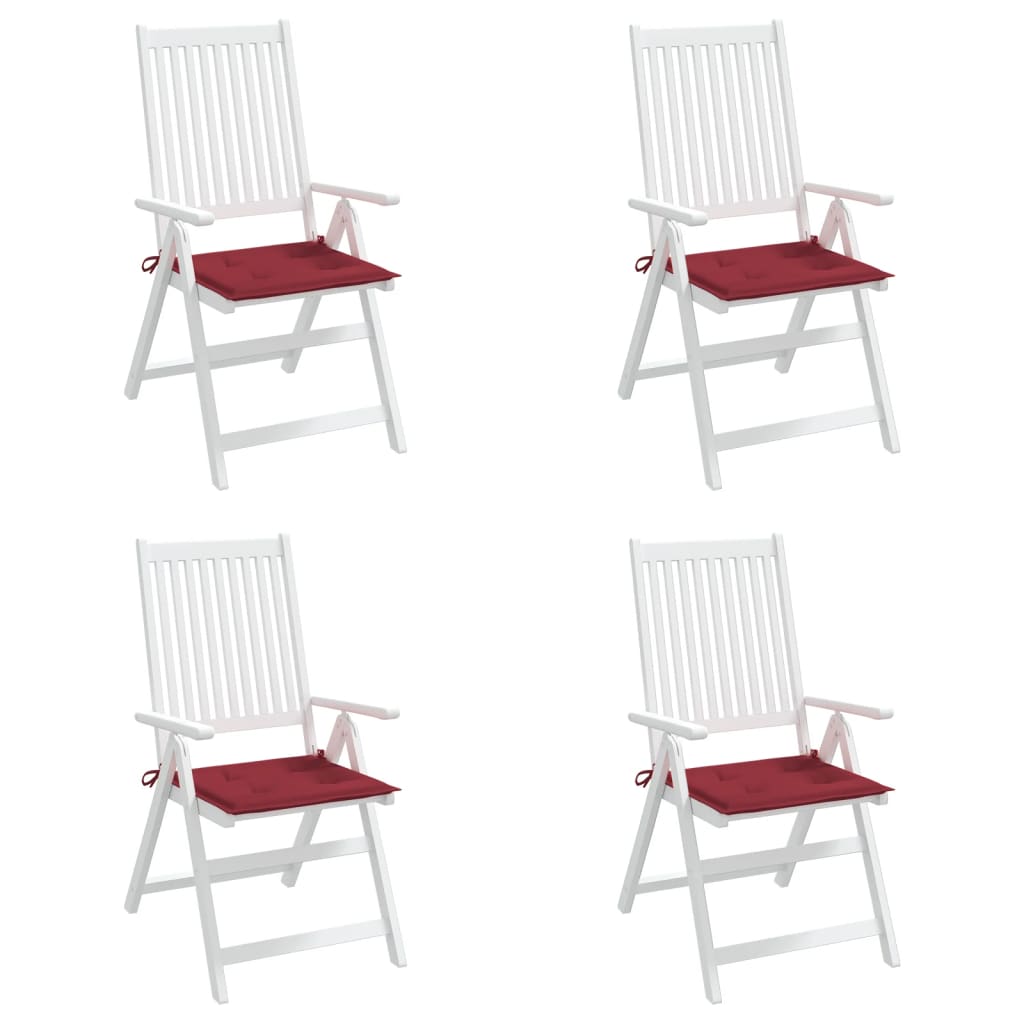 Coussins de chaise de jardin lot de 4 rouge bordeaux 40x40x3 cm