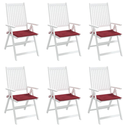 Coussins de chaise de jardin lot de 6 rouge bordeaux 40x40x3 cm