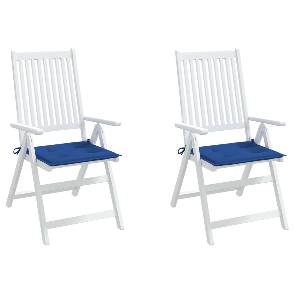 Coussins de chaise de jardin lot de 2 bleu royal 40x40x3 cm