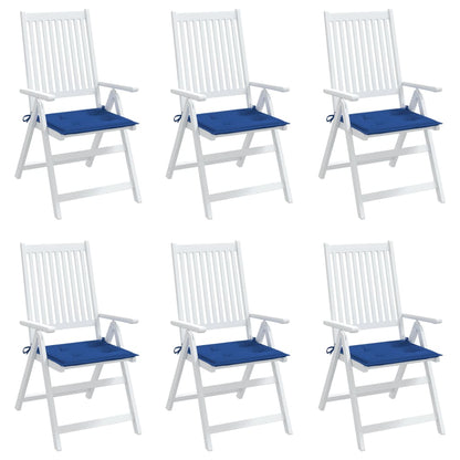 Coussins de chaise de jardin lot de 6 bleu royal 40x40x3 cm