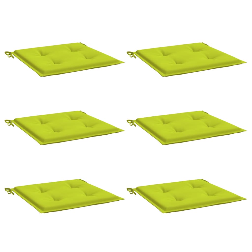 Coussins de chaise de jardin lot de 6 vert vif 40x40x3 cm