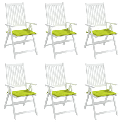 Coussins de chaise de jardin lot de 6 vert vif 40x40x3 cm