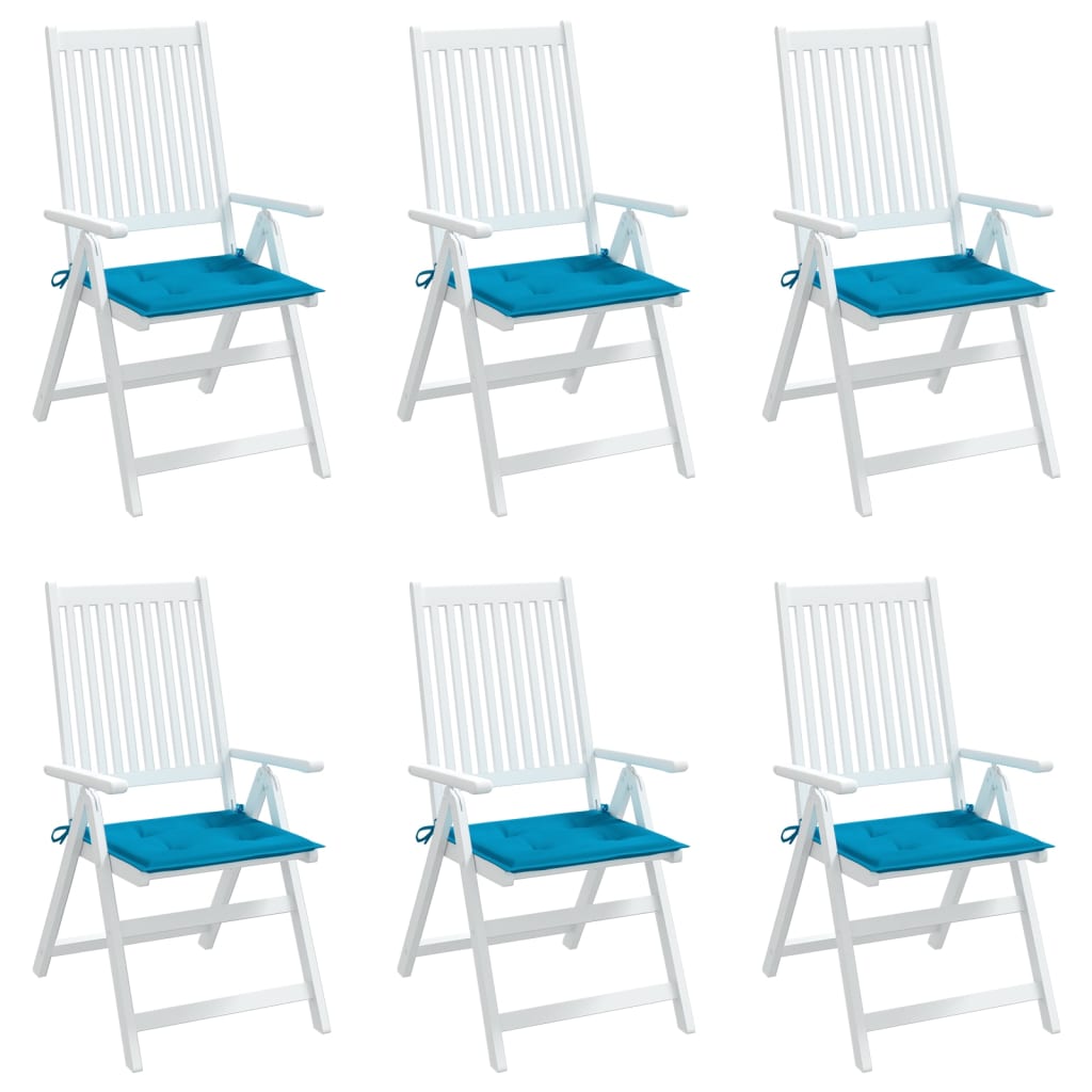 Coussins de chaise jardin lot de 6 bleu 50x50x3 cm tissu oxford