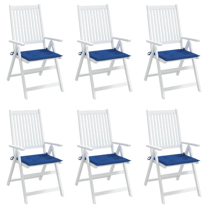 Coussins de chaise de jardin lot de 6 bleu royal 50x50x3 cm