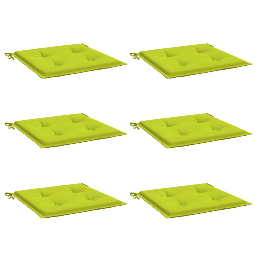 Coussins de chaise de jardin lot de 6 vert vif 50x50x3 cm