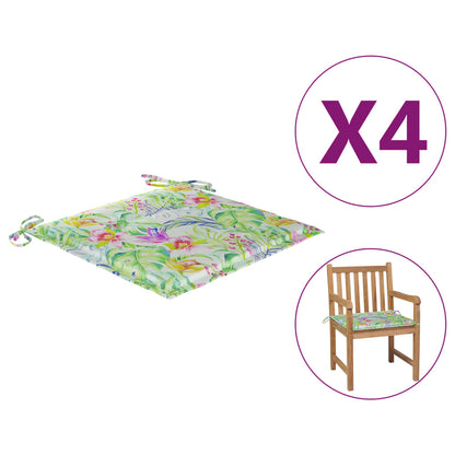 Coussins de chaise jardin lot de 4 motif de feuilles 50x50x3 cm