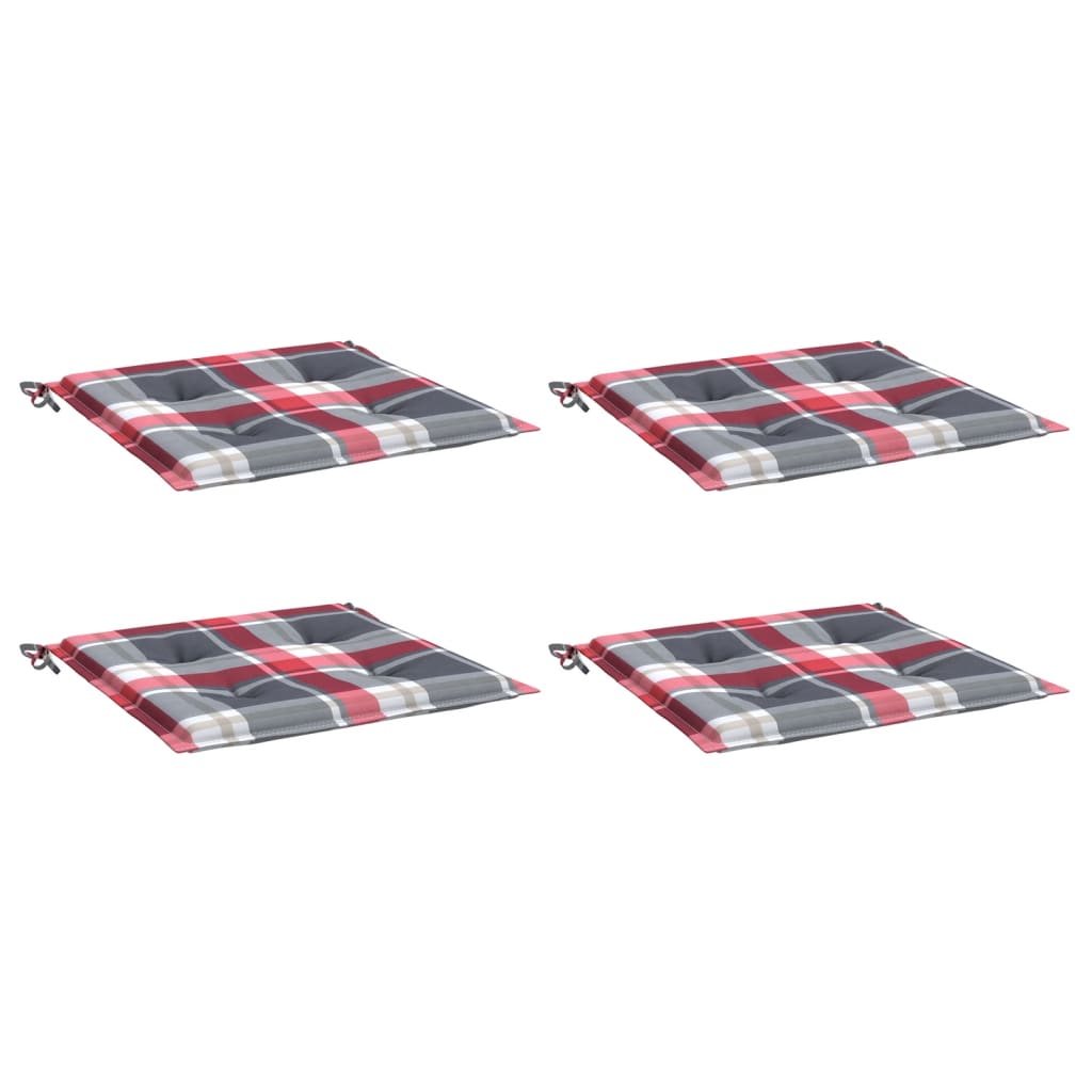 Coussins de chaise de jardin lot de 4 carreaux rouges 50x50x3cm