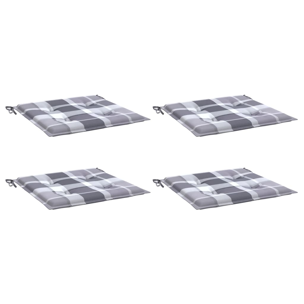 Coussins de chaise de jardin lot de 4 carreaux gris 50x50x3 cm