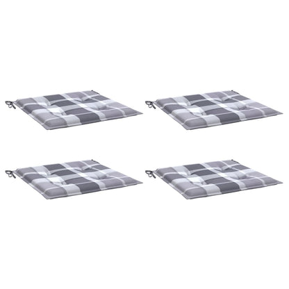 Coussins de chaise de jardin lot de 4 carreaux gris 50x50x3 cm