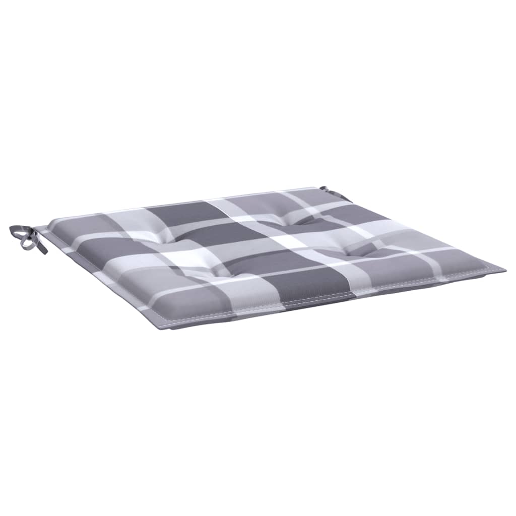 Coussins de chaise de jardin lot de 4 carreaux gris 50x50x3 cm