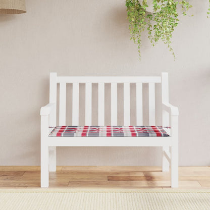 Coussin de banc de jardin motif à carreaux rouges 100x50x3cm