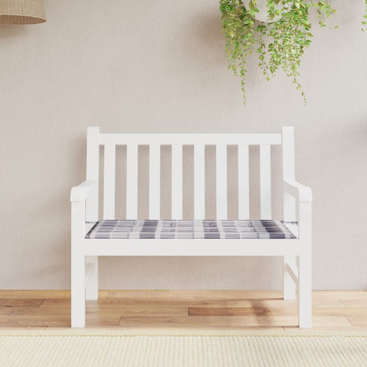 Coussin de banc de jardin motif à carreaux gris 120x50x3 cm