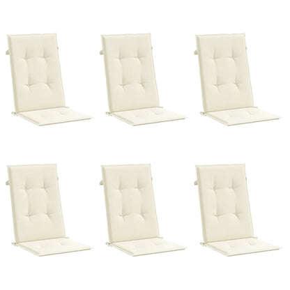 Coussins de chaise de jardin dossier haut lot de 6 crème tissu