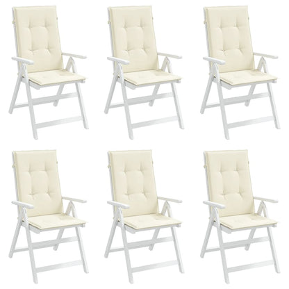 Coussins de chaise de jardin dossier haut lot de 6 crème tissu