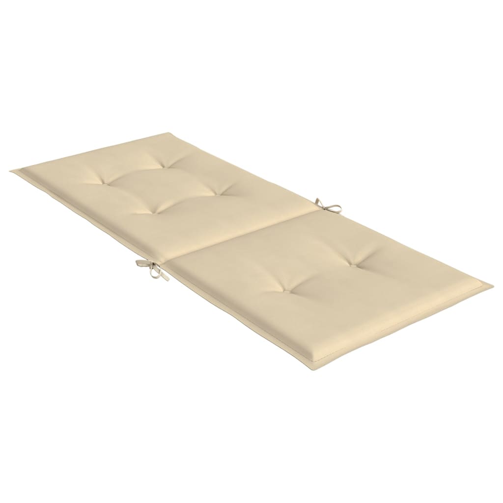 Coussins de chaise de jardin dossier haut lot de 6 beige tissu