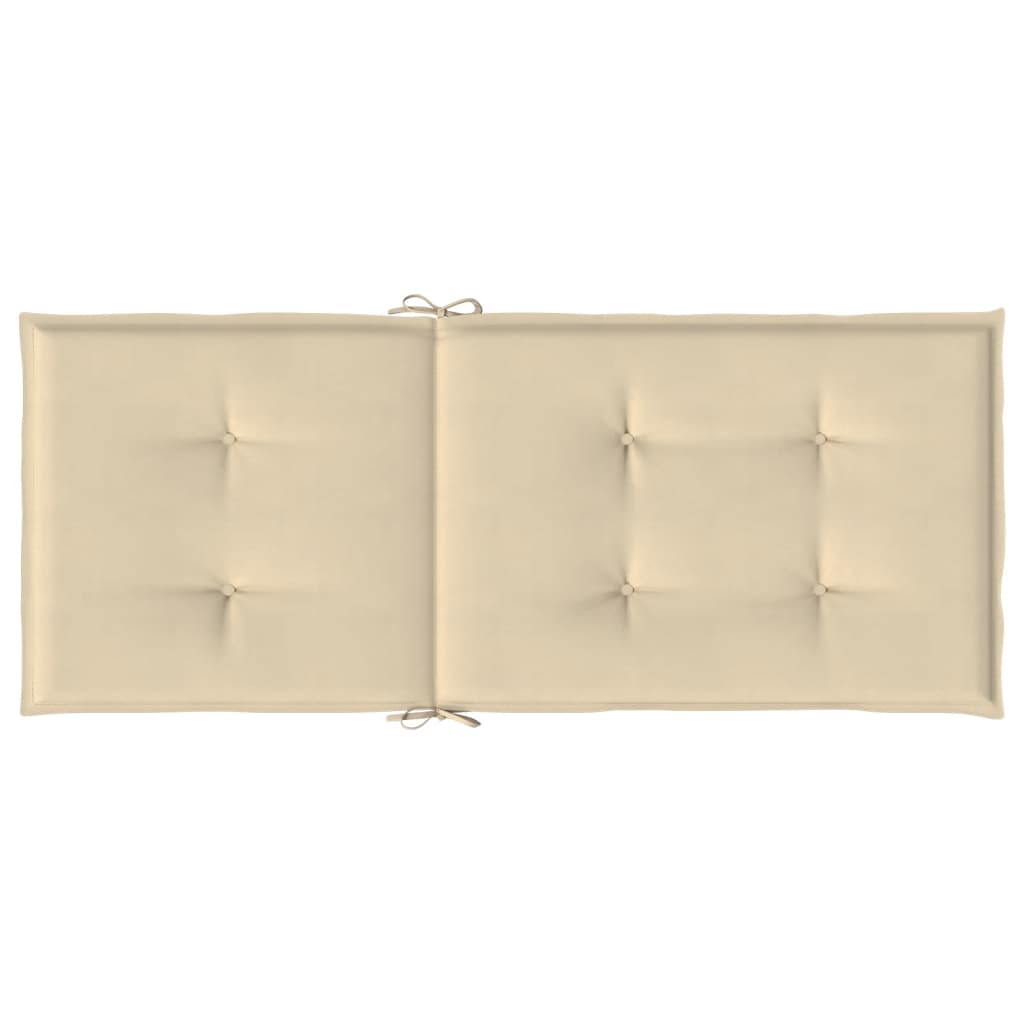 Coussins de chaise de jardin dossier haut lot de 6 beige tissu