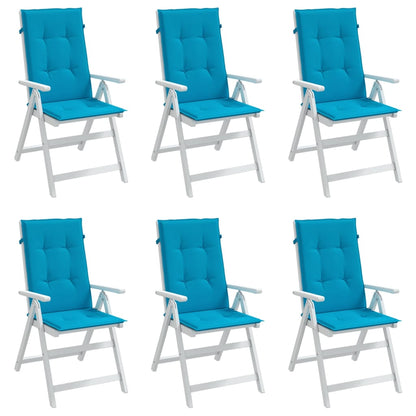 Coussins de chaise de jardin à dossier haut lot de 6 bleu tissu