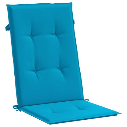 Coussins de chaise de jardin à dossier haut lot de 6 bleu tissu