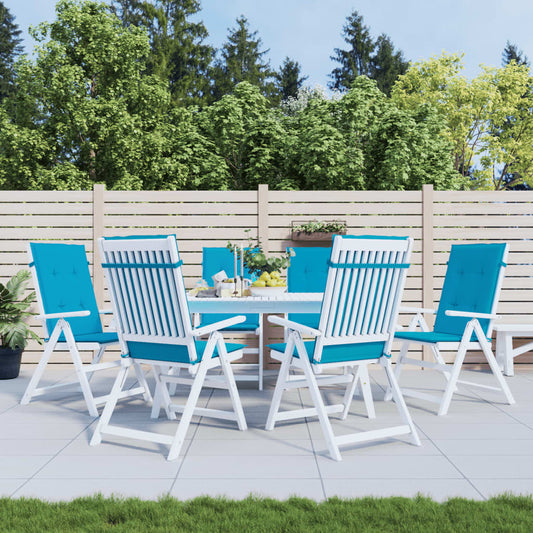 Coussins de chaise de jardin à dossier haut lot de 6 bleu tissu