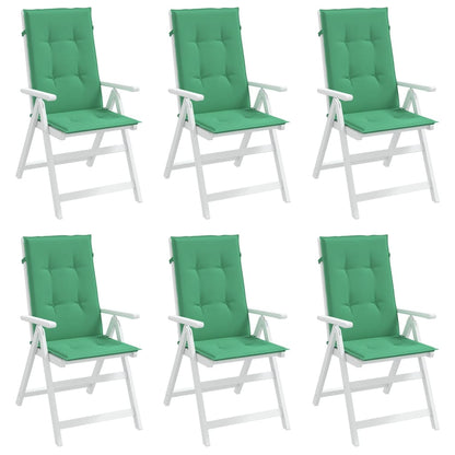 Coussins de chaise de jardin à dossier haut lot de 6 vert tissu