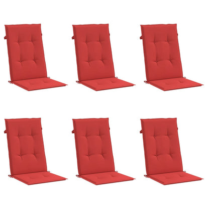 Coussins de chaise de jardin dossier haut lot de 6 rouge tissu