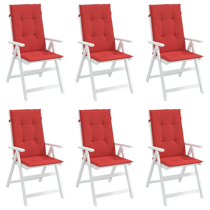 Coussins de chaise de jardin dossier haut lot de 6 rouge tissu