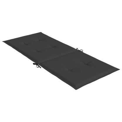 Coussins de chaise de jardin à dossier haut lot de 6 noir tissu