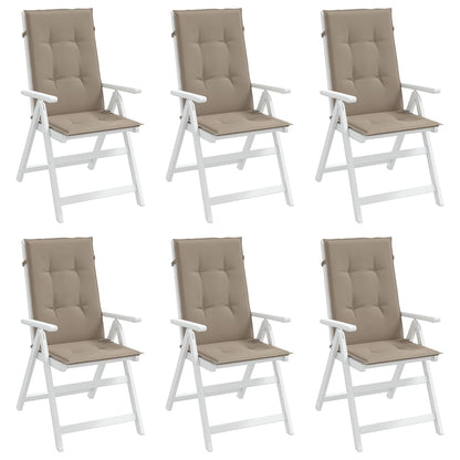 Coussins de chaise de jardin dossier haut lot de 6 taupe tissu