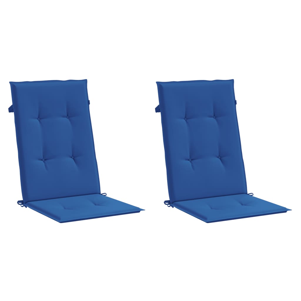 Coussins de chaise de jardin à dossier haut lot de 2 bleu royal