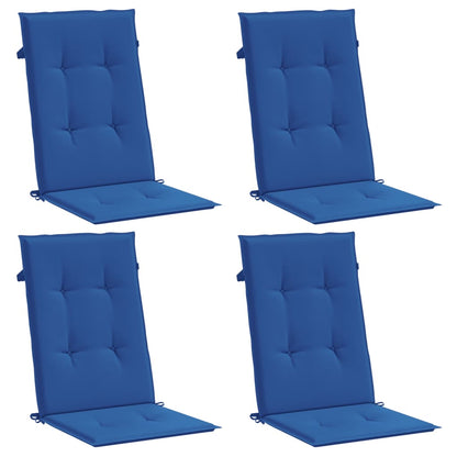 Coussins de chaise de jardin à dossier haut lot de 4 bleu royal