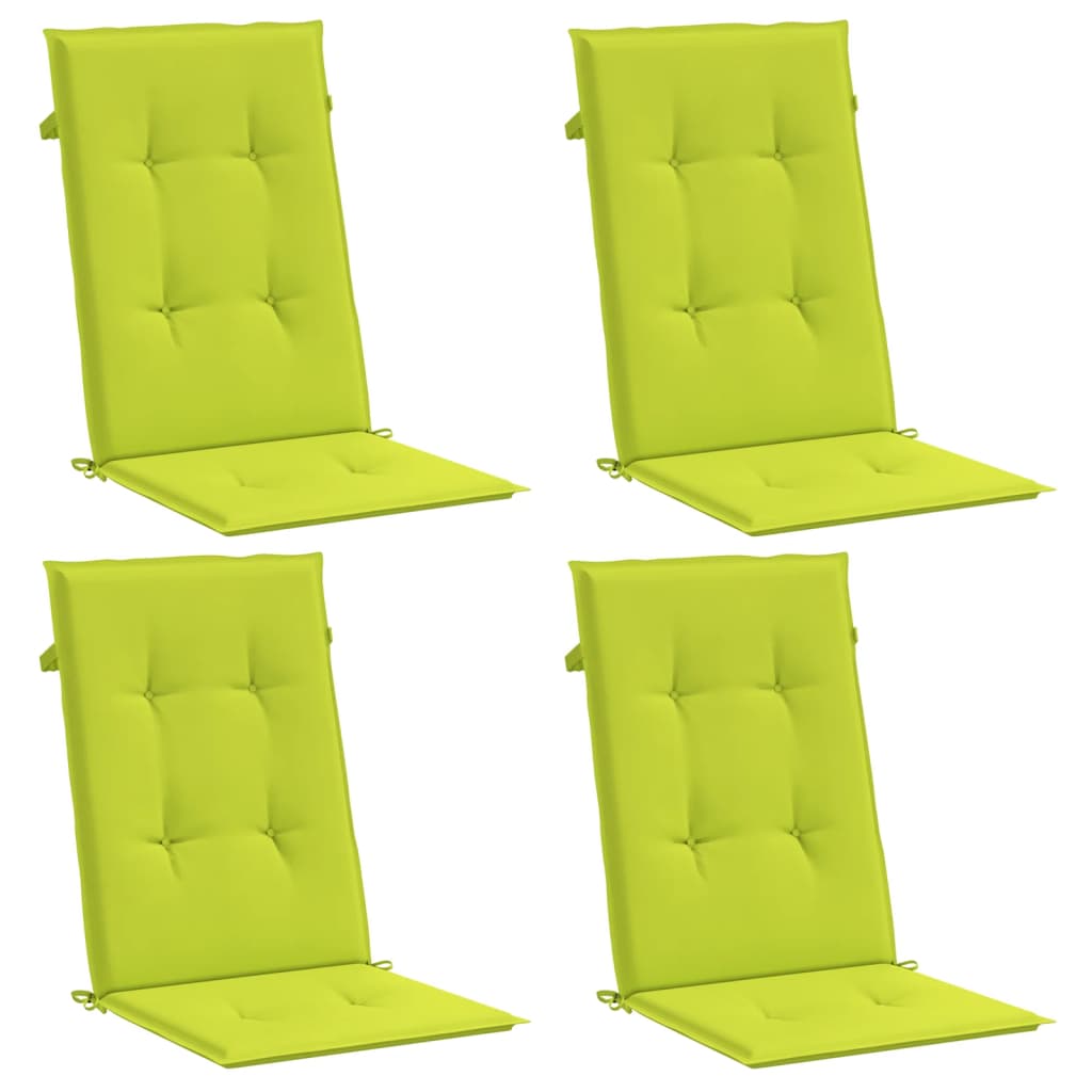 Coussins de chaise de jardin à dossier haut lot de 4 vert vif