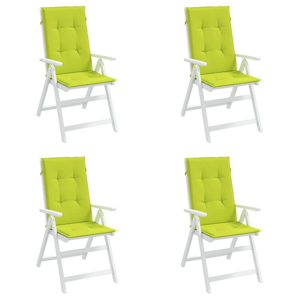 Coussins de chaise de jardin à dossier haut lot de 4 vert vif