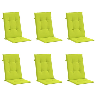 Coussins de chaise de jardin à dossier haut lot de 6 vert vif