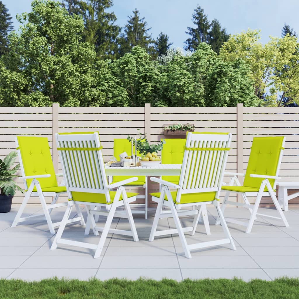 Coussins de chaise de jardin à dossier haut lot de 6 vert vif