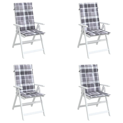 Coussins de chaise jardin à dossier haut lot de 4 carreaux gris