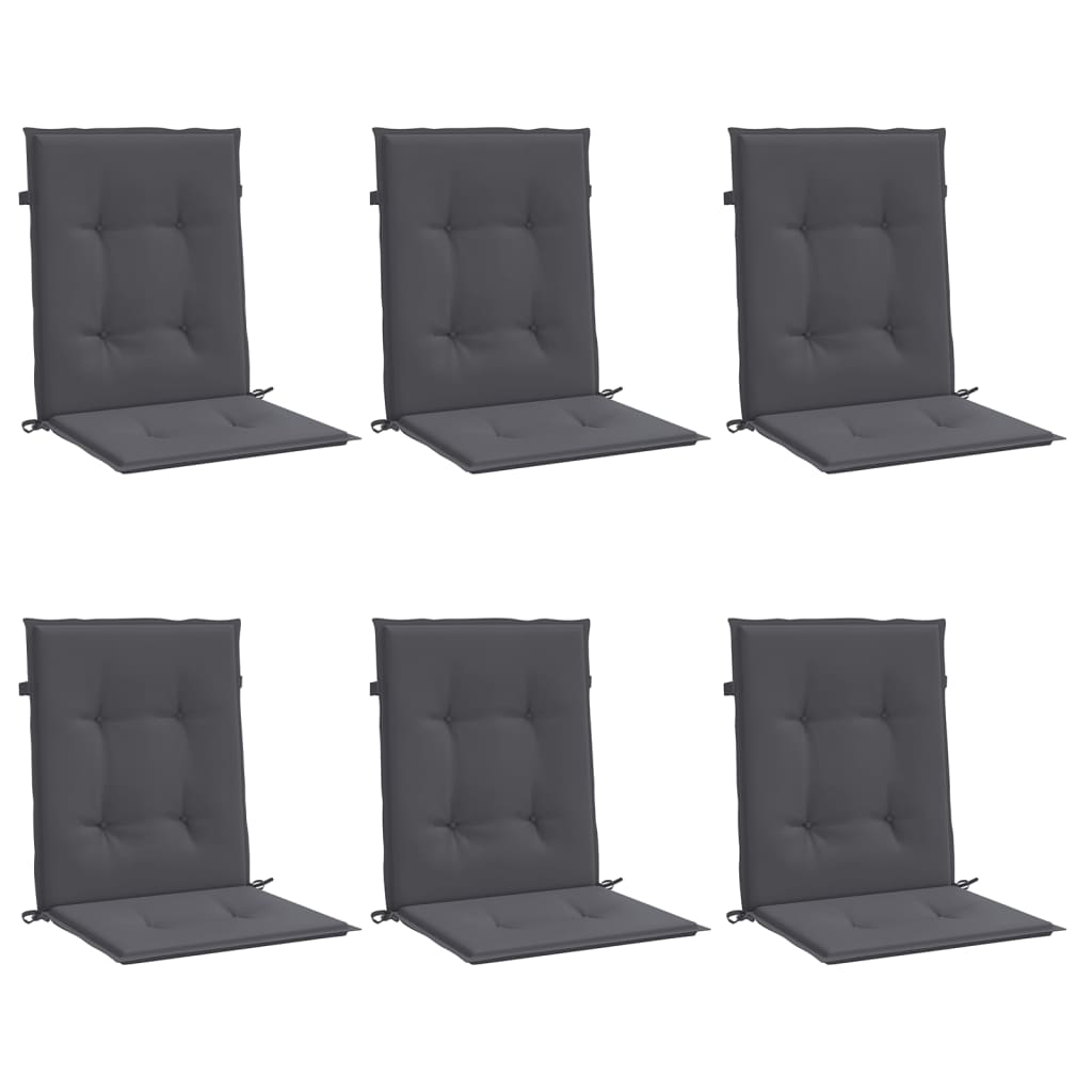 Coussins de chaise de jardin à dossier bas lot de 6 anthracite