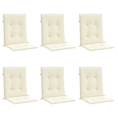 Coussins de chaise de jardin à dossier bas lot de 6 crème