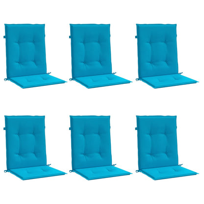 Coussins de chaise de jardin à dossier bas lot de 6 bleu