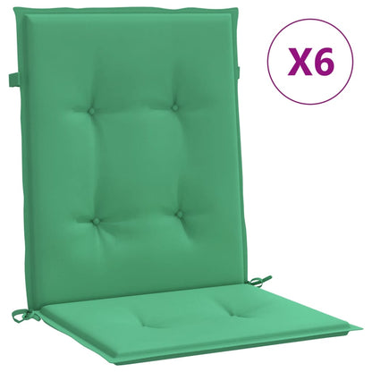 Coussins de chaise de jardin à dossier bas lot de 6 vert