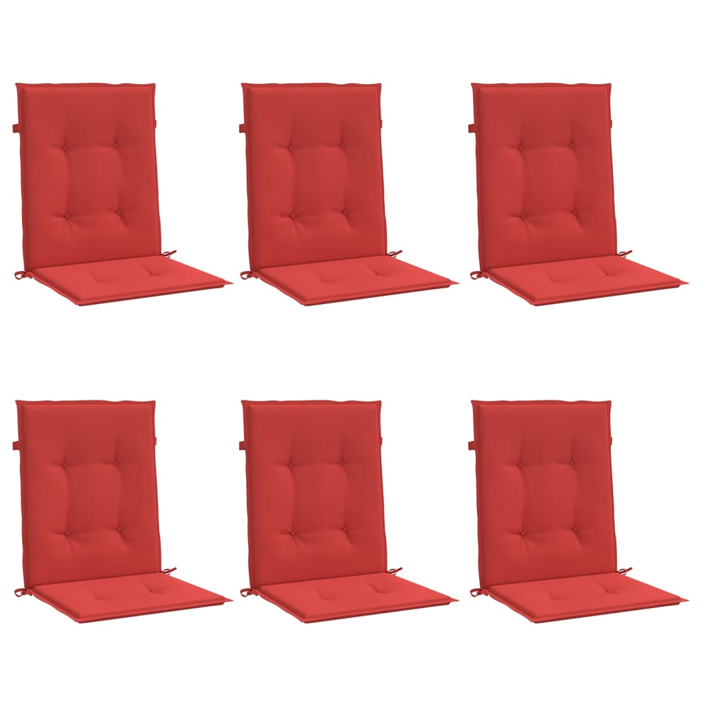 Coussins de chaise de jardin à dossier bas lot de 6 rouge