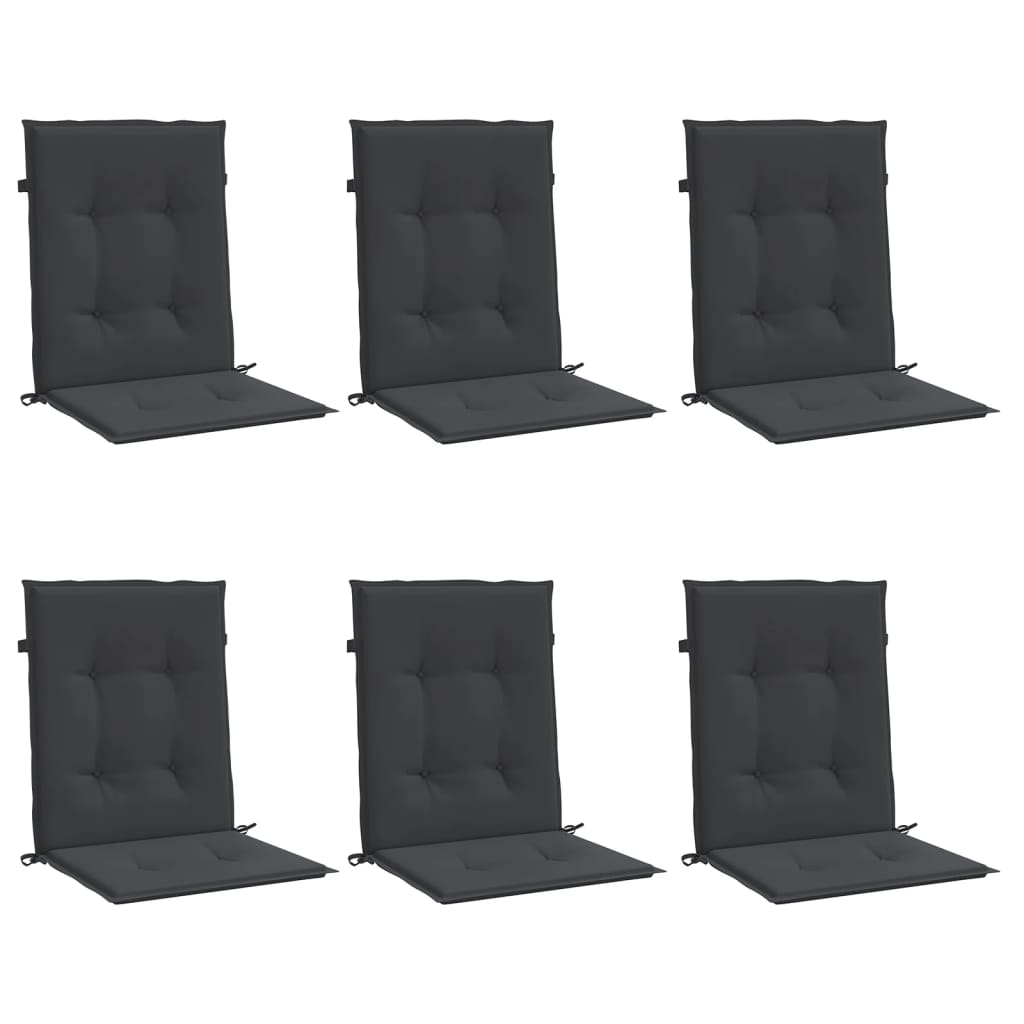 Coussins de chaise de jardin à dossier bas lot de 6 noir